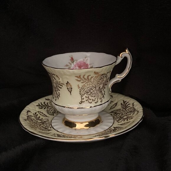 Vintage Paragon Fine Bone China Yellow/Gold & Pink Rose Tea Cup /Saucer Numbered - Picture 5 of 7